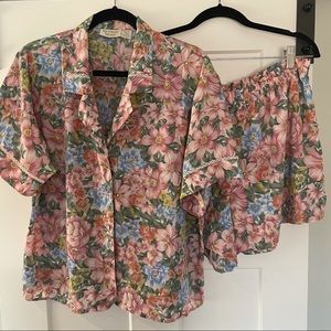 VTG Gold Label Victoria Secret Floral Night Set L